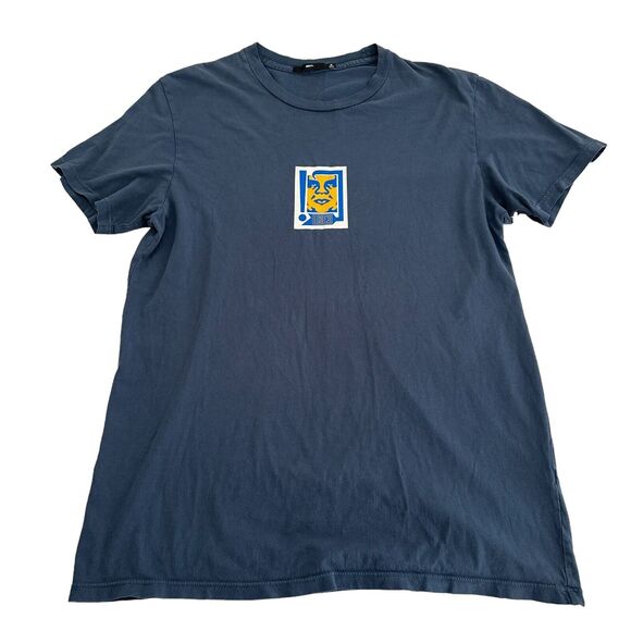 Obey Graphic Logo T-Shirt Men's Size Medium Short Sleeve Crew Neck Blue - Picture 1 of 4